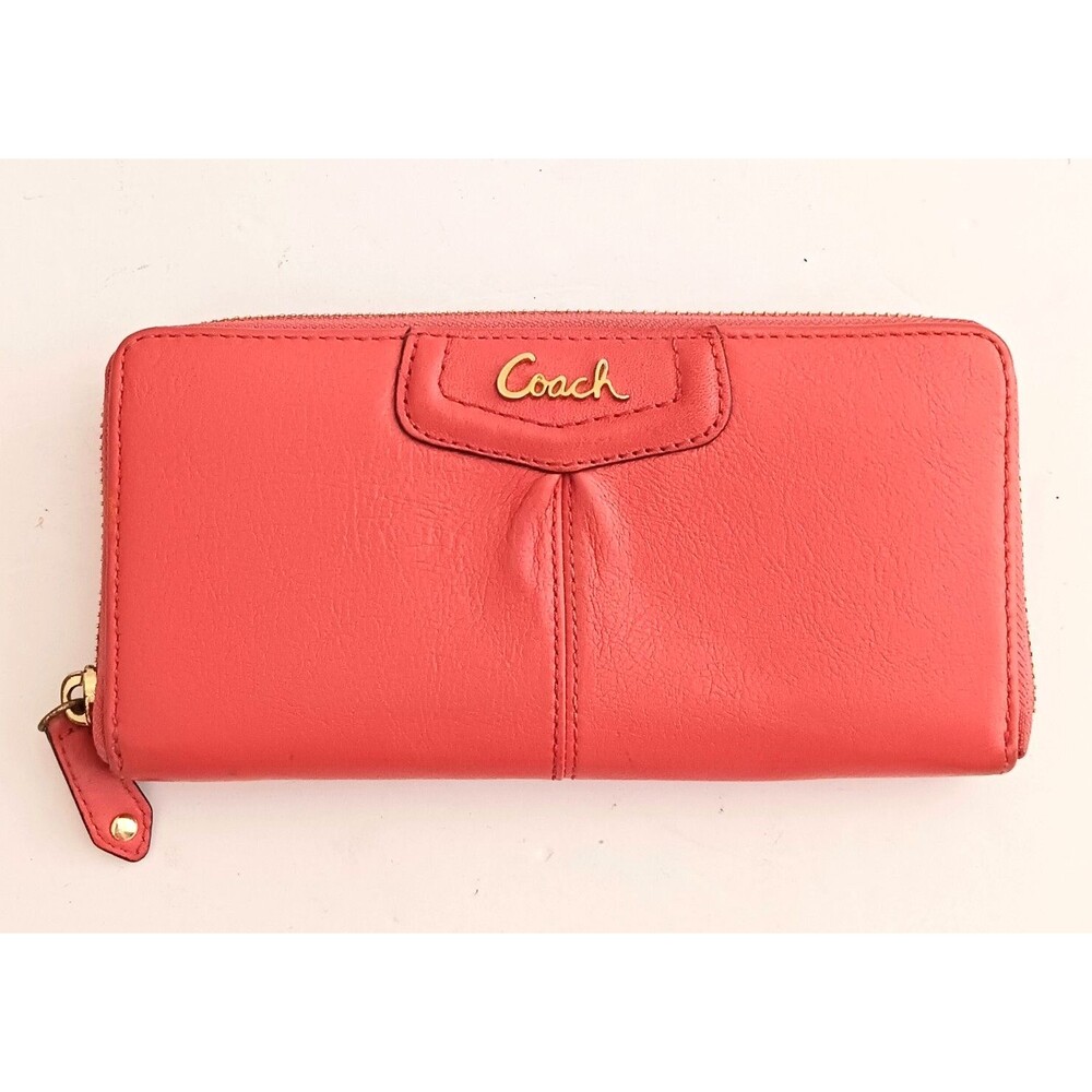 Coach Orange Wallet Sleek Design Gold Accents